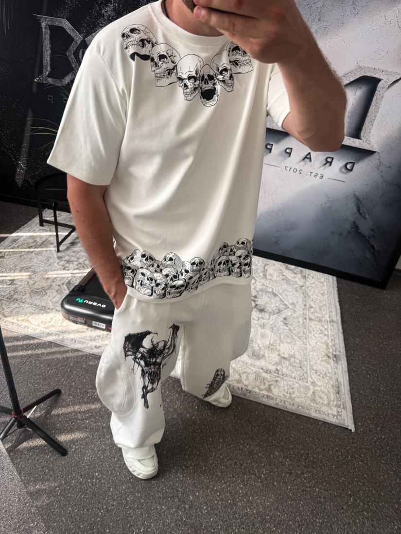 Спортивний костюм ДТФ DRAPP білий чоловічий. Спортивний костюм ДТФ DRAPP білий чоловічий.