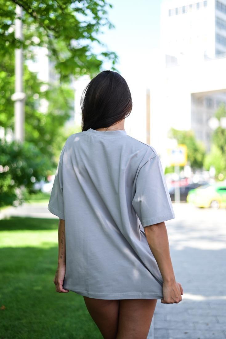 Жіноча футболка оверсайз 2026 DRAPP бавовняна сіра літня зручна та актуальна на кожен день теніска