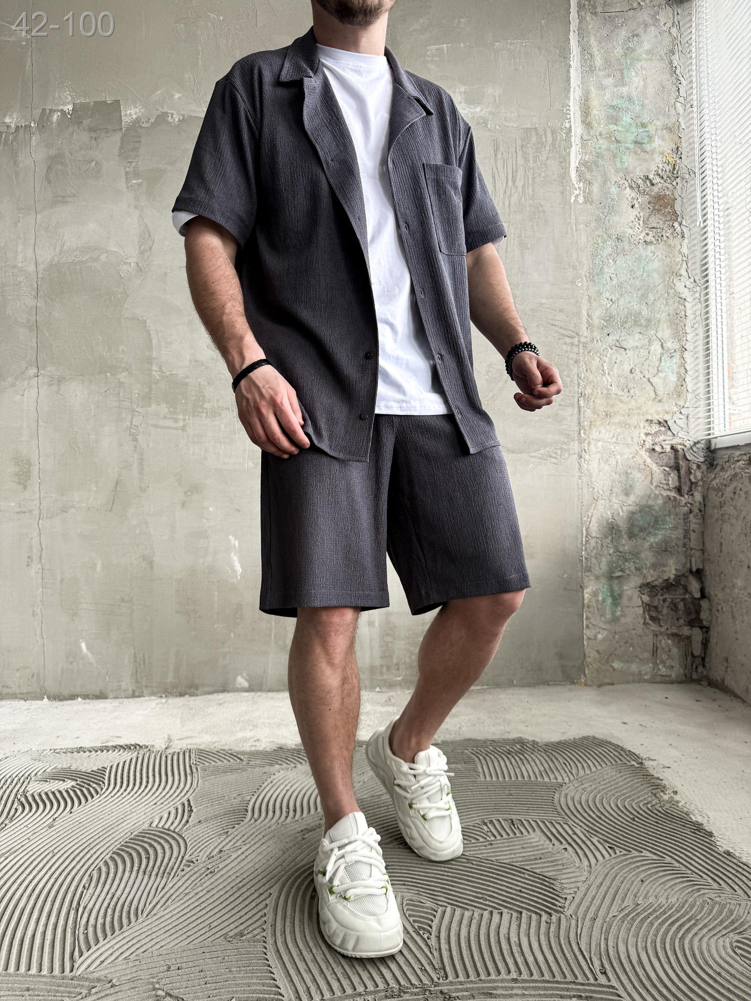 Комплект сорочка шорти чоловічий весна літо легкий Комплект сорочка шорти чоловічий весна літо легкий